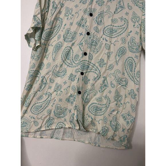 Maison Article Paisley Button Up Bandana Blue Mens Size Medium - Picture 2 of 7